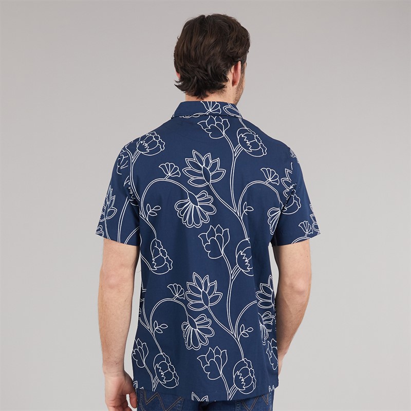 Kangaroo Poo Mens Mens Short Sleeve Revere Collar Shirt Blue