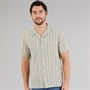 Kangaroo Poo Mens Textured Shirt Ecru/Grey Stripe