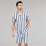 Kangaroo Poo Mens Crochet Shirt And Shorts Set Blue Stripe