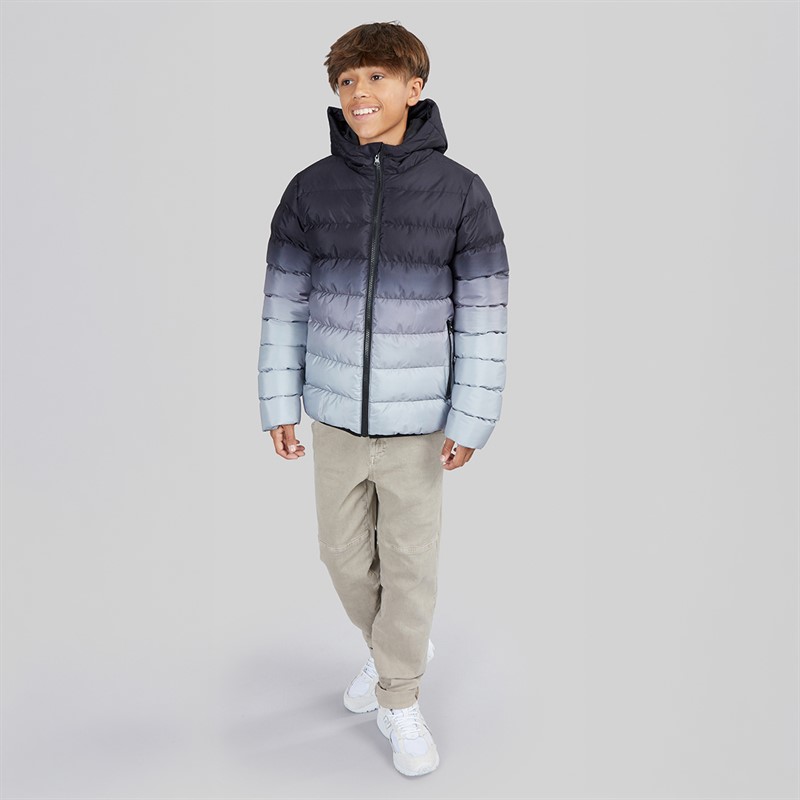 Kangaroo Poo Boys Ombre Hooded Puffer Jacket Grey/Black