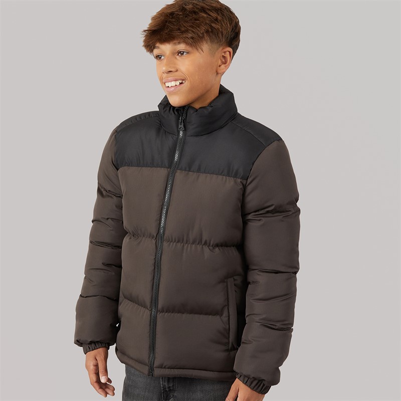 Kangaroo Poo Boys Puffer Jacket Brown Black