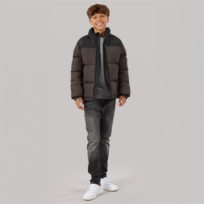 Kangaroo Poo Boys Puffer Jacket Brown Black