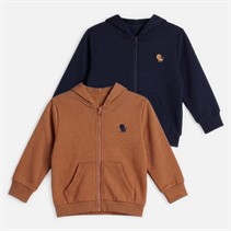 Kangaroo Poo Boys Two Pack Zip Through Hoodies Pastry Shell/Navy Blazer