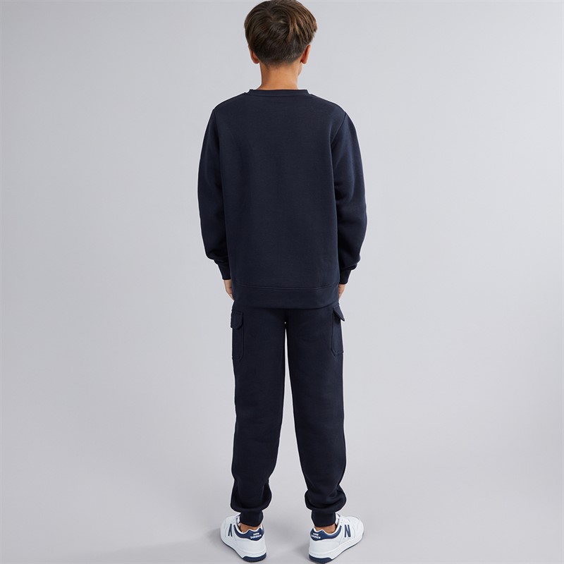 Kangaroo Poo Boys Sweatshirt And Cargo Joggers Tracksuit Navy