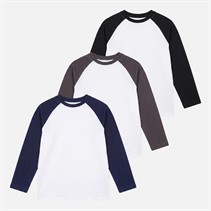 Kangaroo Poo Boys Three Pack Raglan Long Sleeve T-Shirts Multi