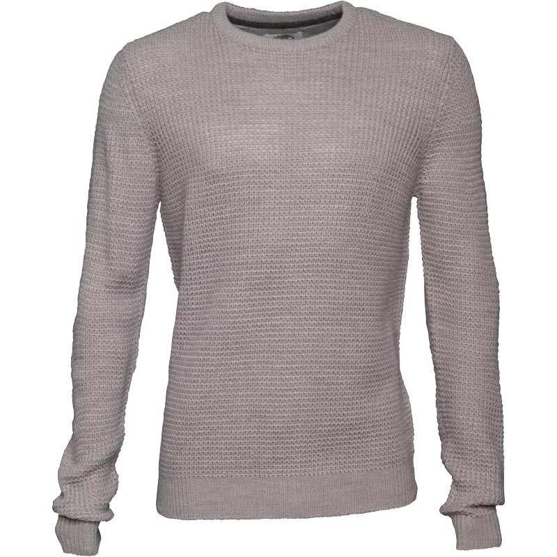 Buy Kangaroo Poo Mens Waffle Knit Sweater Light Grey Marl