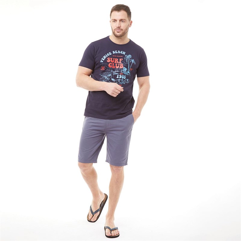 Kangaroo Poo Mens Cotton Shorts With Belt Indigo