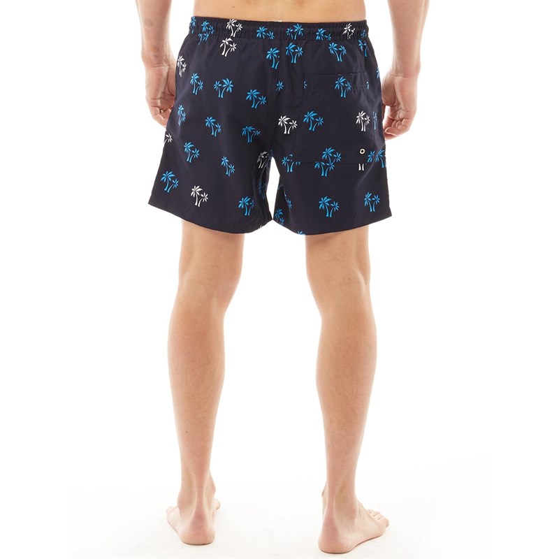 Buy Kangaroo Poo Mens Palm Tree Print Swim Shorts Navy/Multi