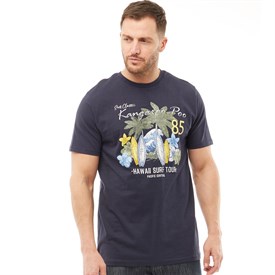 Kangaroo Poo Heren Hawaii Print T Shirt Marineblauw kangaroo poo kopen in de aanbieding