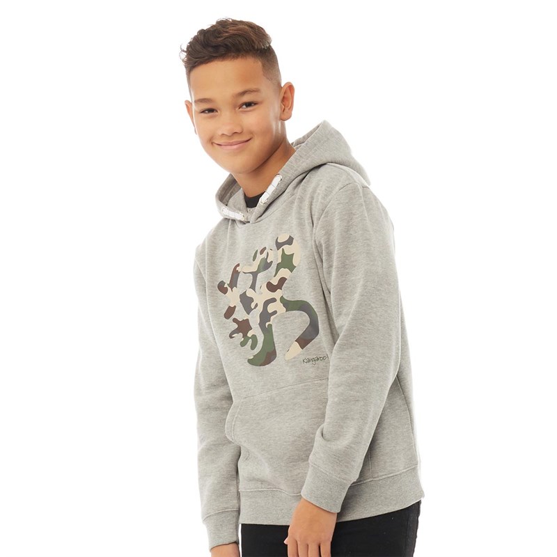 Download Buy Kangaroo Poo Boys Camo Splat Fleece Hoodie Grey Marl