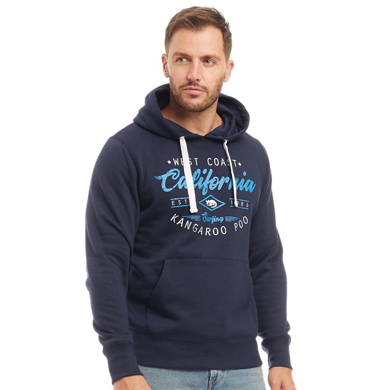 Buy Kangaroo Poo Mens Printed Hoodie Navy