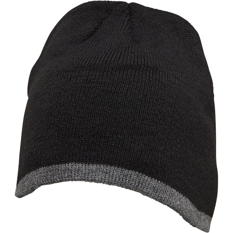 Buy Kangaroo Poo Mens Knitted Beanie Hat Black/Grey Marl