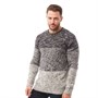 Kangaroo Poo Mens Twist Yarn Crew Neck Sweater Navy/Red/Ecru