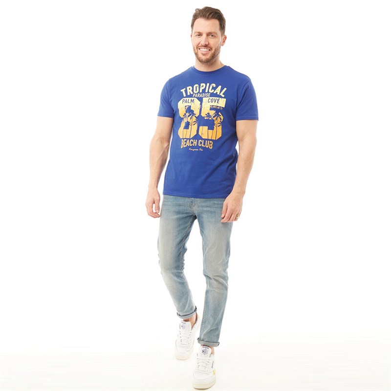 Kangaroo Poo Mens Printed T-Shirt Royal Blue