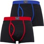 Kangaroo Poo Mens Two Pack Boxers Shorts Black/Red Black/Royal