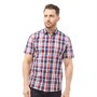 Kangaroo Poo Mens Cotton Yarn Dyed Checked Short Sleeve Shirt Red/Navy