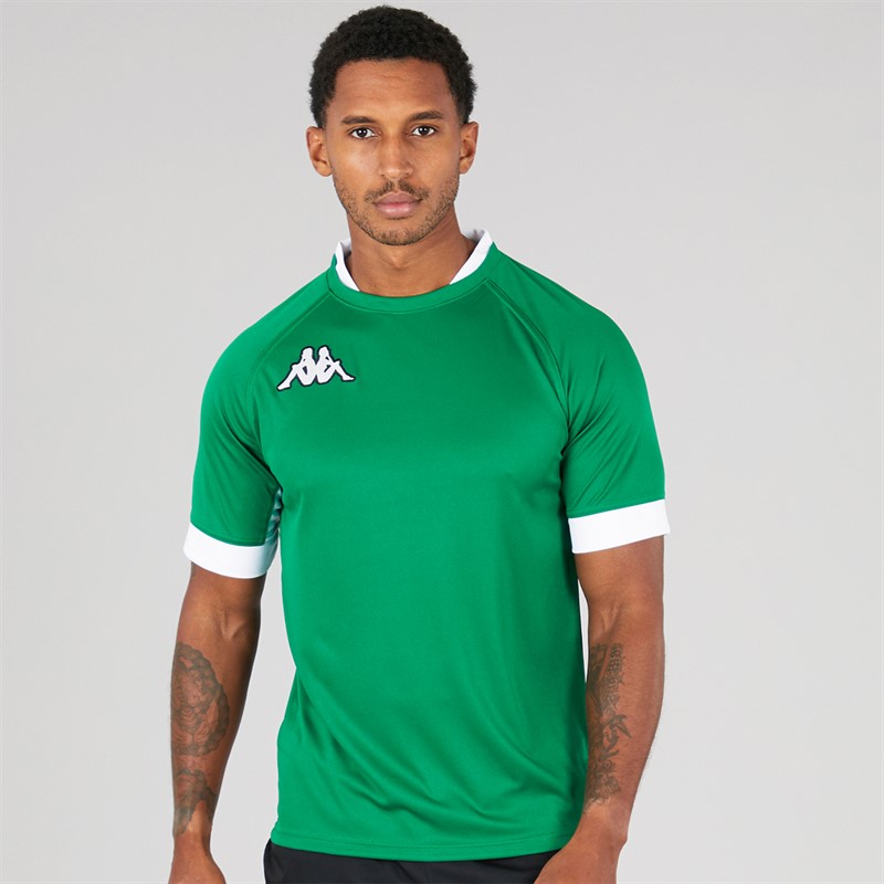 Kappa Mens Ampion Rugby Training/Match Jersey Green Oasis/White