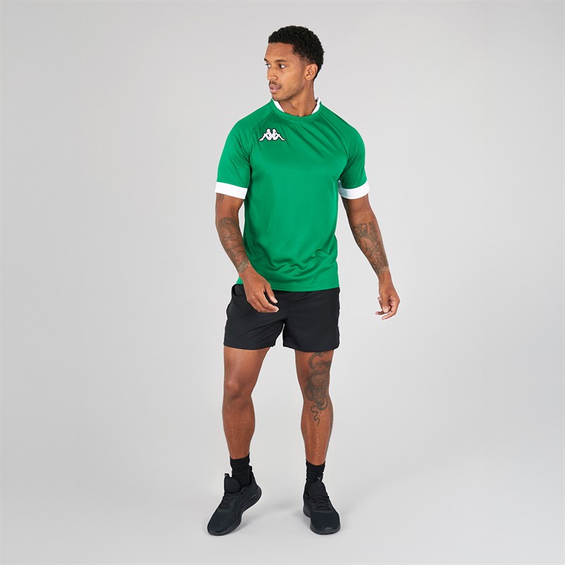 Kappa Mens Ampion Rugby Training/Match Jersey Green Oasis/White