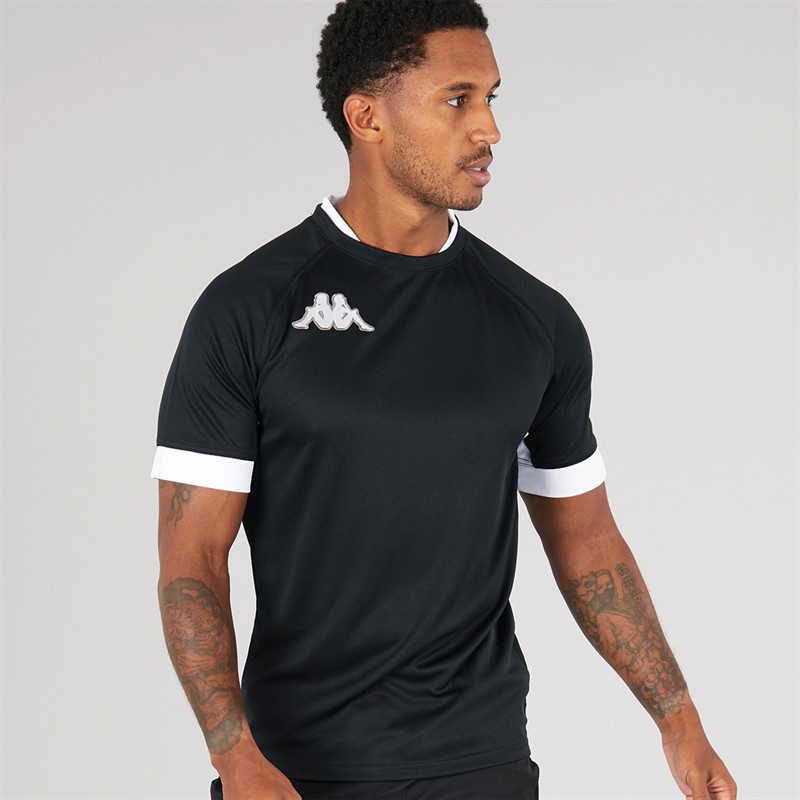Kappa Mens Ampion Rugby Training/Match Jersey Black/White - Size S