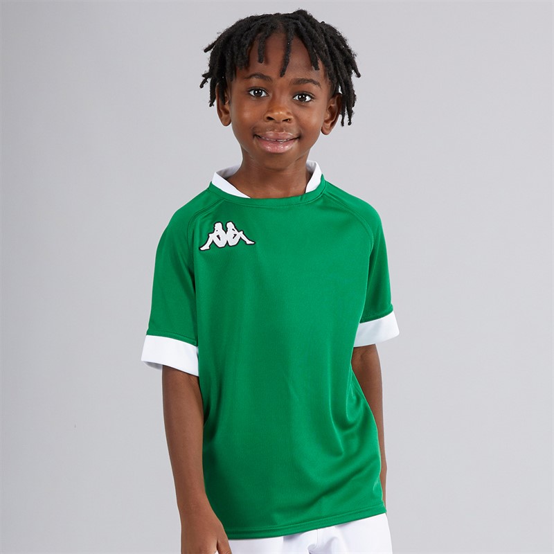 Kappa Boys Ampion Rugby Training/Match Jersey Green Oasis/White
