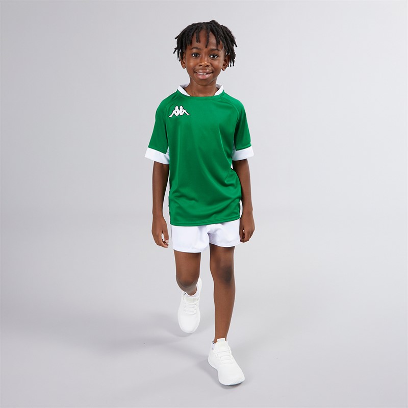 Kappa Boys Ampion Rugby Training/Match Jersey Green Oasis/White