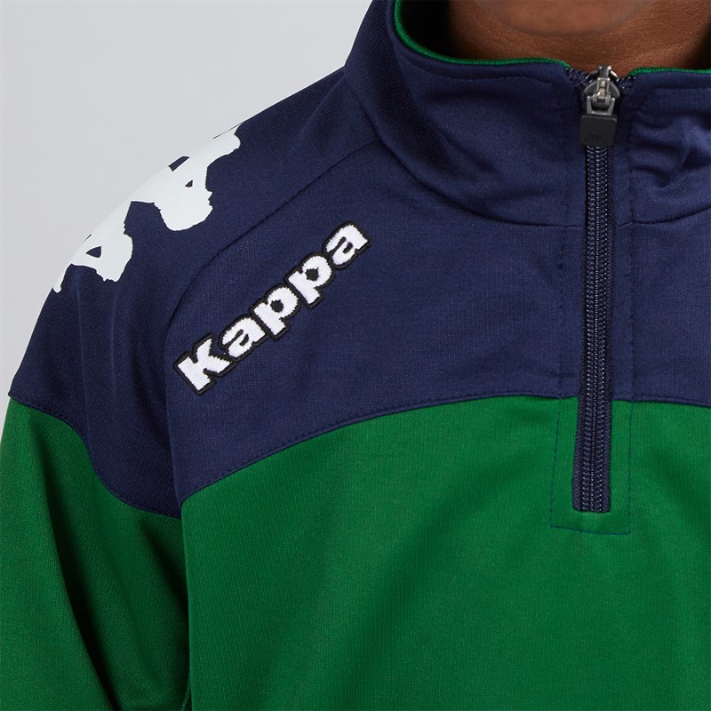 Kappa Junior Boys Vuino 1/2 Zip Training Top Green/Navy