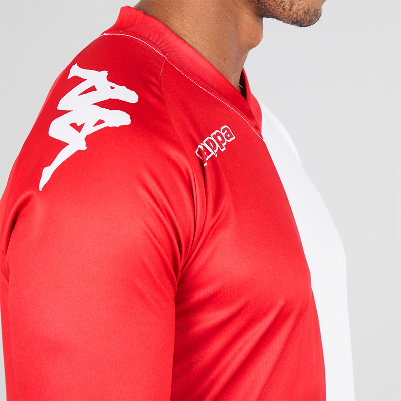 Kappa Mens Wagliar Slim Fit Match Jersey Dark Red/White