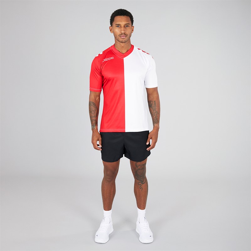 Kappa Mens Wagliar Slim Fit Match Jersey Dark Red/White
