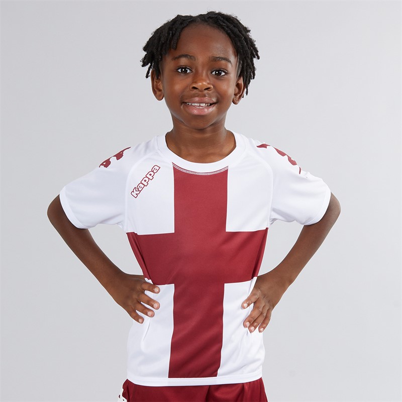 Kappa Boys Wanese Slim Fit Match Jersey White/Pomegranate