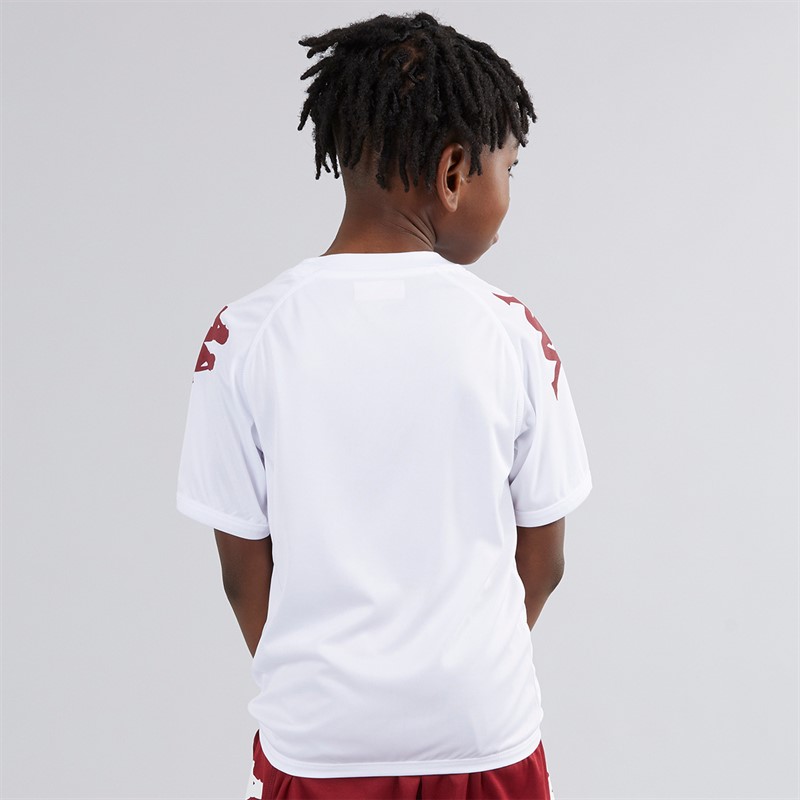 Kappa Boys Wanese Slim Fit Match Jersey White/Pomegranate