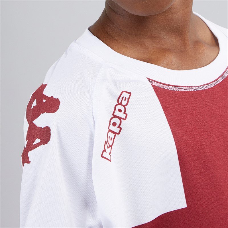 Kappa Boys Wanese Slim Fit Match Jersey White/Pomegranate