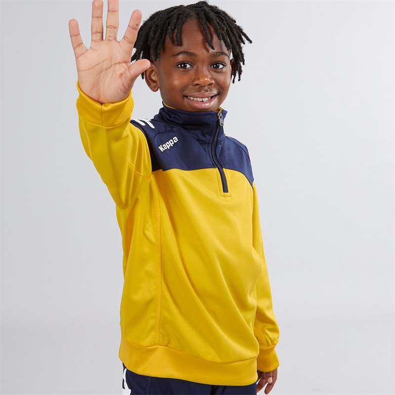 Kappa Junior Boys Vuino 1/2 Zip Training Top Yellow/Navy