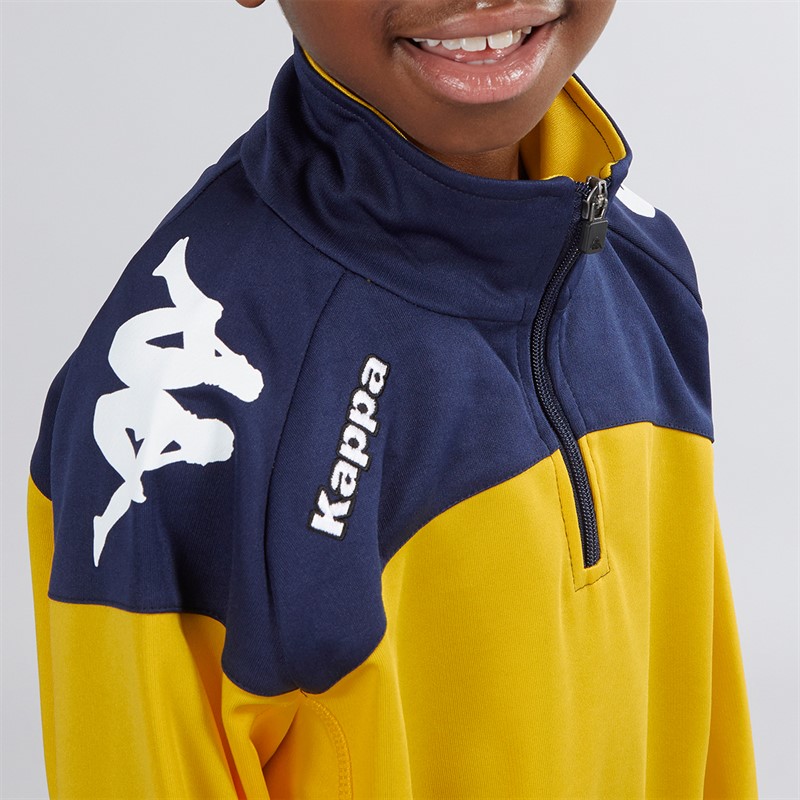Kappa Junior Boys Vuino 1/2 Zip Training Top Yellow/Navy