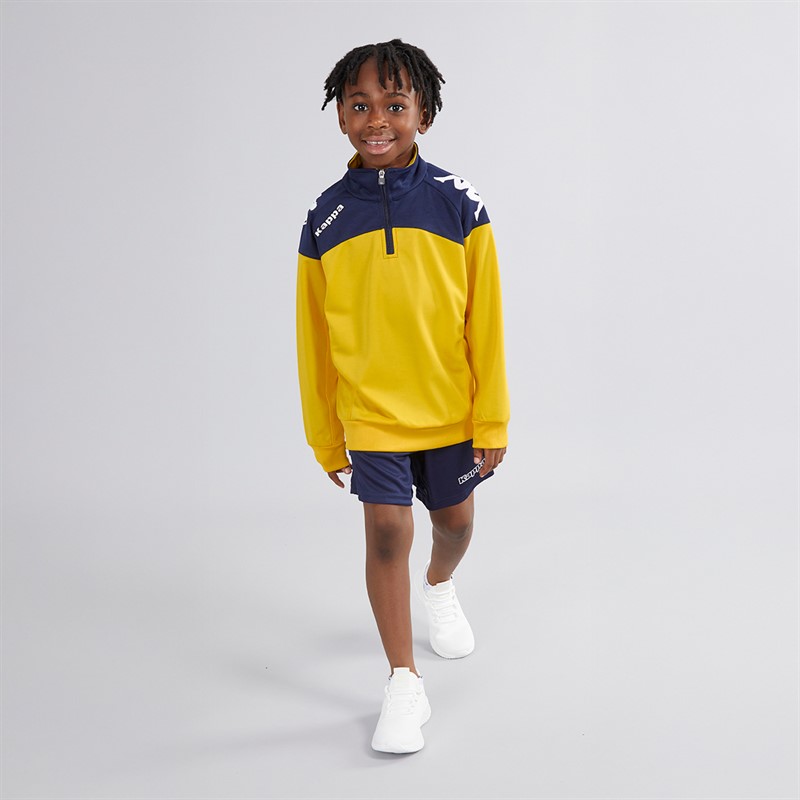Kappa Junior Boys Vuino 1/2 Zip Training Top Yellow/Navy