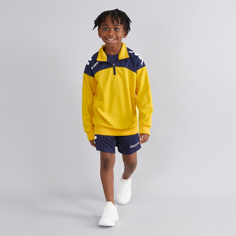 Kappa Junior Boys Vuino 1/2 Zip Training Top Yellow/Navy