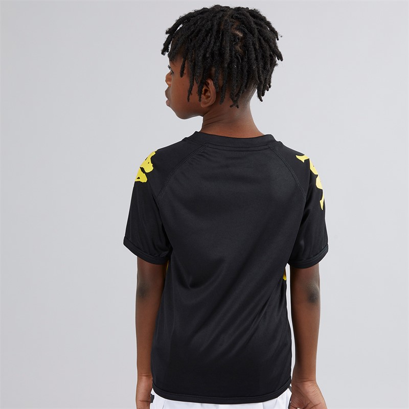 Kappa Boys Wanese Slim Fit Match Jersey Black/Yellow Chrome