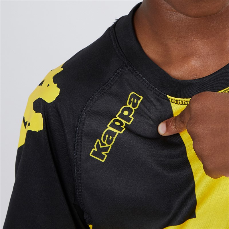 Kappa Boys Wanese Slim Fit Match Jersey Black/Yellow Chrome