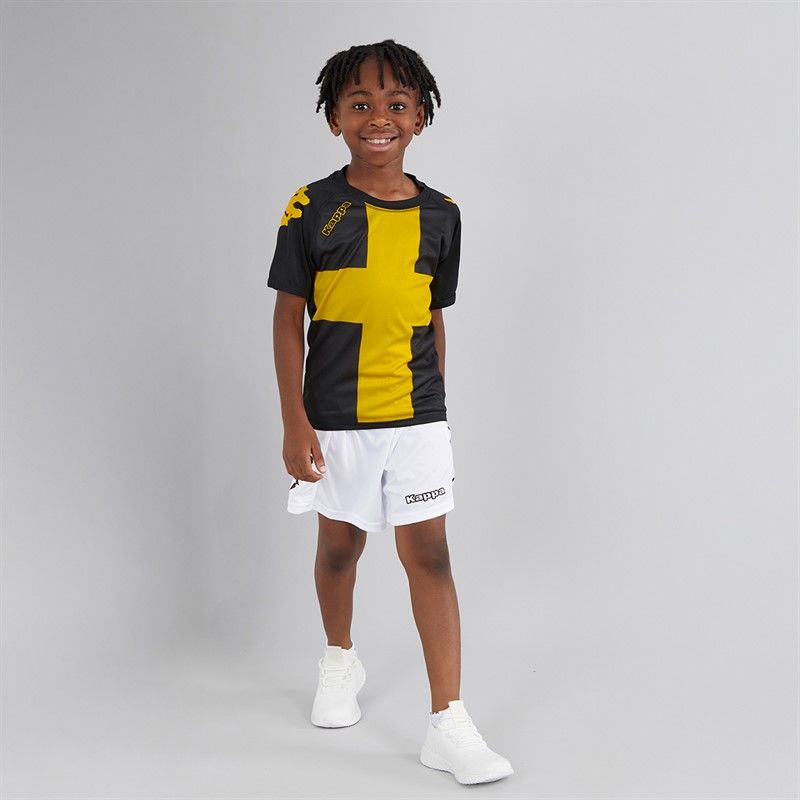 Kappa Boys Wanese Slim Fit Match Jersey Black/Yellow Chrome