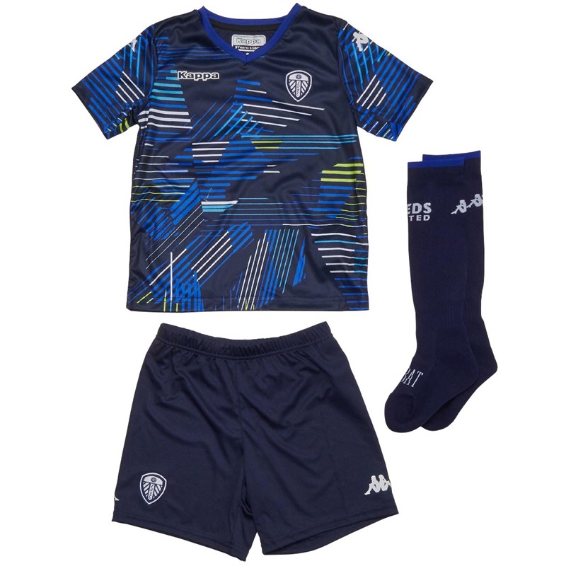 Buy Kappa Junior Boys LUFC Leeds United Away Full Kit Blue Marine Fantasy