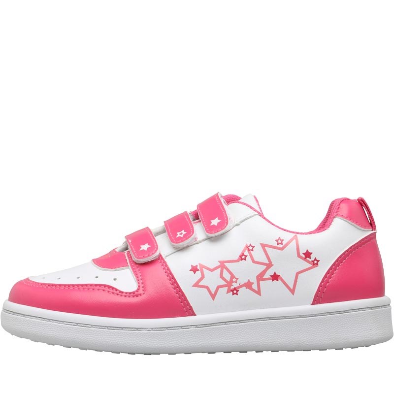 girls white velcro trainers