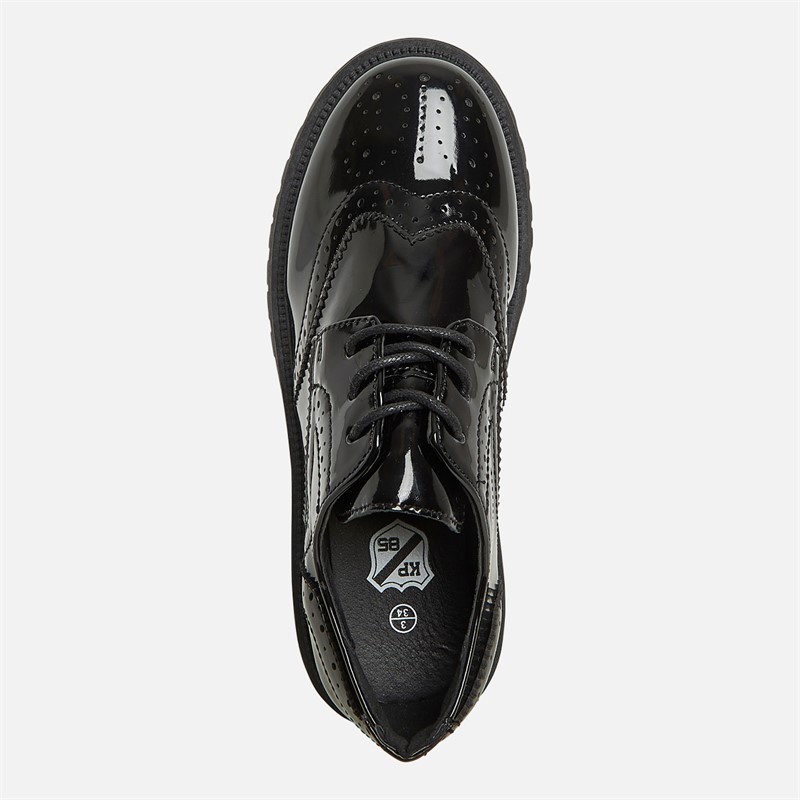 KP85 Girls Allegra Brogue Shoes Black Patent