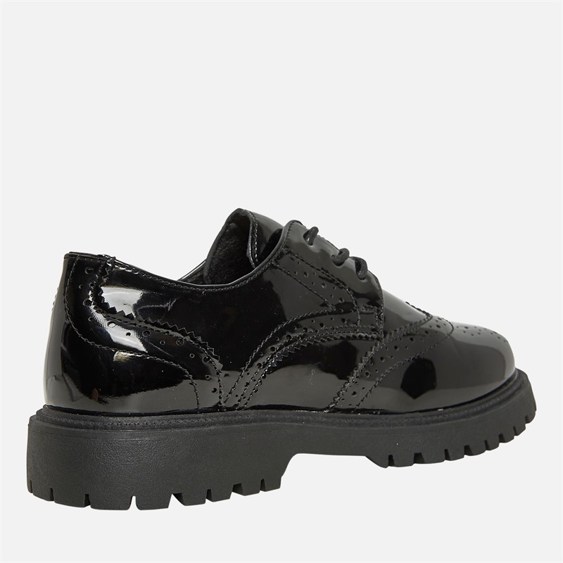 KP85 Girls Allegra Brogue Shoes Black Patent