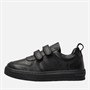 KP85 Junior Boys Dual Strap Trainers Black Leather