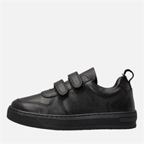KP85 Junior Boys Dual Strap Trainers Black Leather