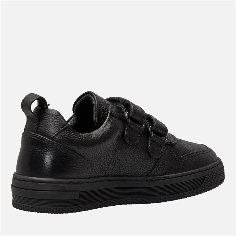 KP85 Junior Boys Dual Strap Trainers Black Leather