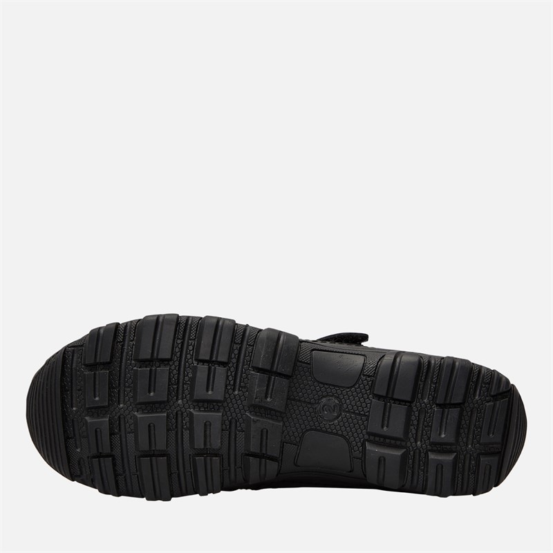 KP85 Junior Boys Strap Trainers Black Leather