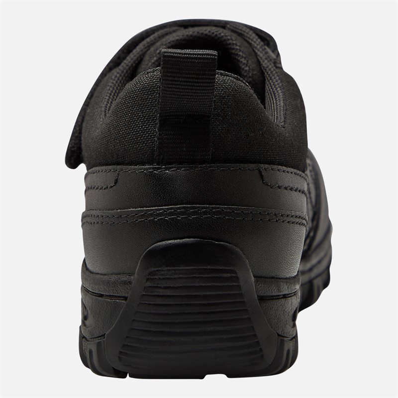 KP85 Junior Boys Strap Trainers Black Leather