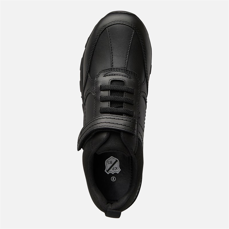 KP85 Junior Boys Strap Trainers Black Leather