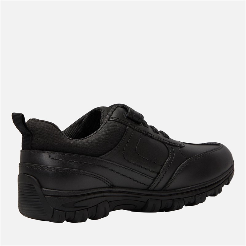 KP85 Junior Boys Strap Trainers Black Leather