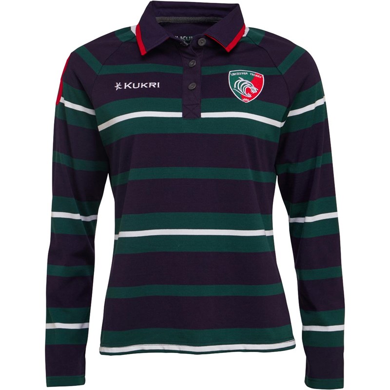 Buy Kukri Womens Leicester Tigers Yarn Dye Long Sleeve Jersey Navy/Grey ...